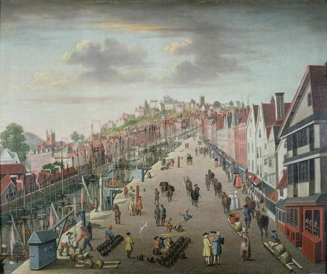 Bristol Docks and Quay, c.1760 (oil on canvas) à Ecole anglaise, (18ème siècle)