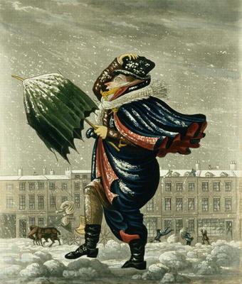 A Merry Christmas and a Happy New Year in London, engraved by G. Hunt, 1827 (colour litho) à Ecole anglaise, (19ème siècle)