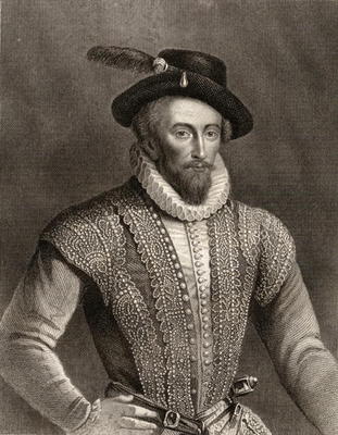 Portrait of Sir Walter Raleigh (c.1554-1618) (engraving) à Ecole anglaise, (19ème siècle)