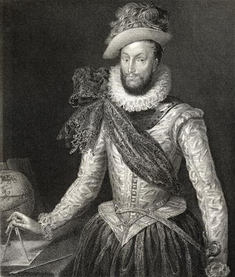 Portrait of Sir Walter Raleigh (1554-1618) from 'Lodge's British Portraits', 1823 (litho) à Ecole anglaise, (19ème siècle)