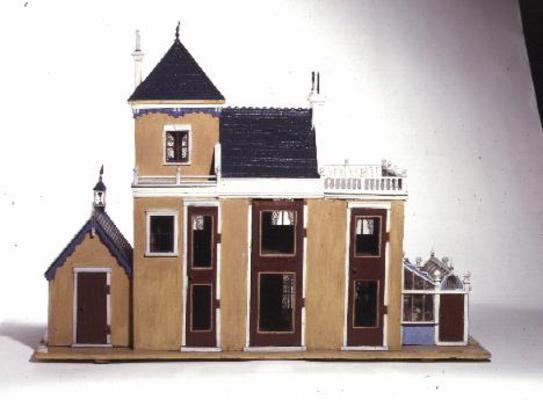 Model villa made of carved wood in the architectural style of 1860's made by Thomas Risley (1872-193 à Ecole anglaise, (19ème siècle)