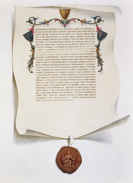 Facsimile edition of the Magna Carta, first published in 1225, 1816 (vellum) à Ecole anglaise, (19ème siècle)