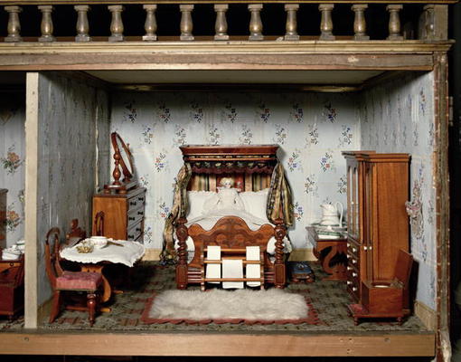A bedroom in 'Mrs Bryant's Pleasure', c.1860 (mixed media) à Ecole anglaise, (19ème siècle)