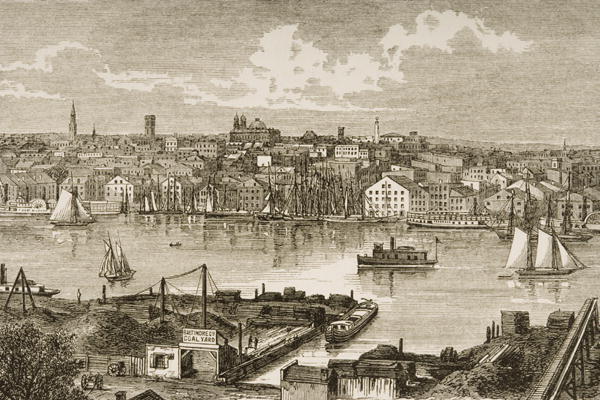 Baltimore, in c.1870, from 'American Pictures' published by the Religious Tract Society, 1876 (engra à Ecole anglaise, (19ème siècle)
