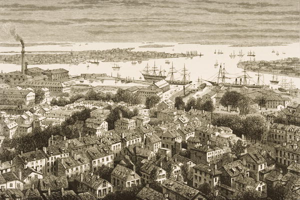 Boston, from Bunker's Hill, in c.1870, from 'American Pictures' published by the Religious Tract Soc à Ecole anglaise, (19ème siècle)