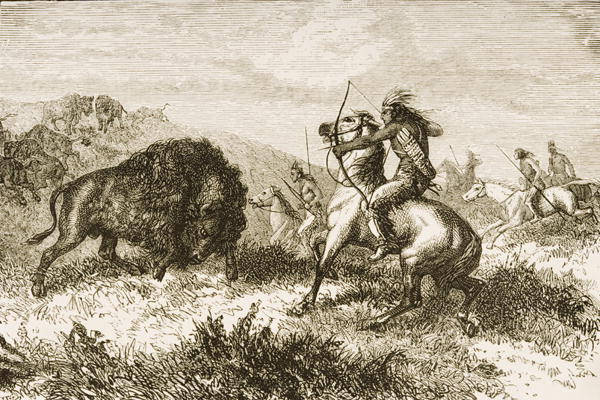 Buffalo Hunting on the Great Plains between St. Louis and Denver, c.1870, from 'American Pictures', à Ecole anglaise, (19ème siècle)