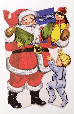 Father Christmas, Victorian Christmas card (colour litho) à Ecole anglaise, (19ème siècle)