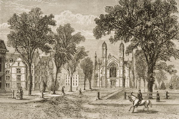 Gore Hall, Harvard University in c.1870, from 'American Pictures' published by the Religious Tract S à Ecole anglaise, (19ème siècle)
