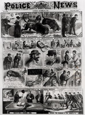 Incidents Relating to the East End Murders, from 'The Illustrated Police News', 20th October 1888 (e à Ecole anglaise, (19ème siècle)