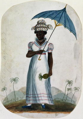 Lady with a Parasol and a Pineapple, c.1840 (w/c on paper) à Ecole anglaise, (19ème siècle)