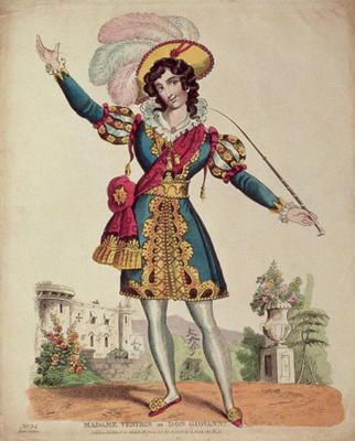 Madame Vestris in the role of Don Giovanni from Mozart's opera 'Don Giovanni' (coloured engraving) à Ecole anglaise, (19ème siècle)