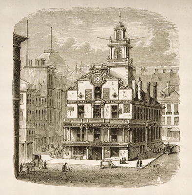 Old State House, Boston, in c.1870, from 'American Pictures' published by the Religious Tract Societ à Ecole anglaise, (19ème siècle)