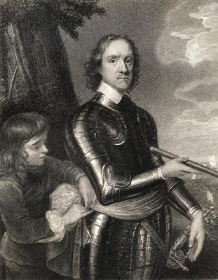 Oliver Cromwell (1599-1658) (engraving) à Ecole anglaise, (19ème siècle)