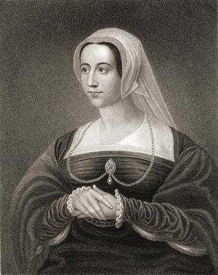 Portrait of Catherine Parr (1512-48) from 'Lodge's British Portraits', 1823 (engraving) à Ecole anglaise, (19ème siècle)