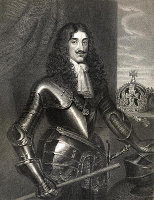 Portrait of King Charles II (1630-85) from 'Lodge's British Portraits', 1823 (engraving) à Ecole anglaise, (19ème siècle)