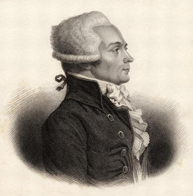 Portrait of Maximilien de Robespierre (1758-94) (engraving) à Ecole anglaise, (19ème siècle)