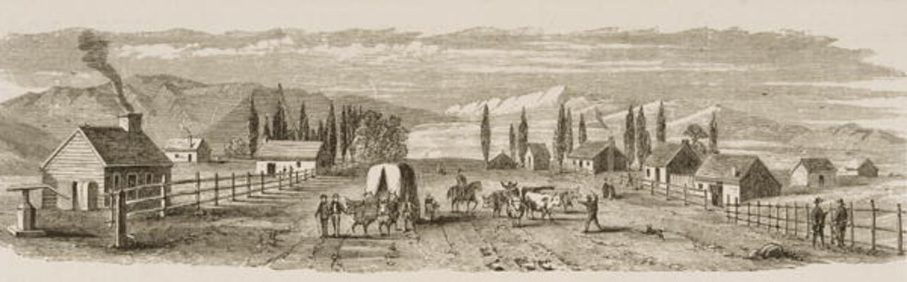 Salt Lake City in 1850, from 'American Pictures', published by The Religious Tract Society, 1876 (en à Ecole anglaise, (19ème siècle)