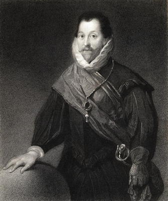 Sir Francis Drake (1540/3-96) from 'The Gallery of Portraits', published 1833 (engraving) à Ecole anglaise, (19ème siècle)