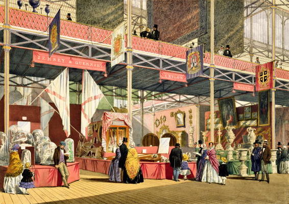 Stands for Guernsey and Jersey, Malta and Ceylon in the Great Exhibition of 1851, from Dickinson's C à Ecole anglaise, (19ème siècle)