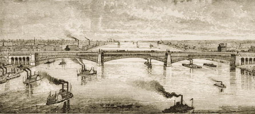 Steel Bridge Crossing the Mississippi River at St. Louis, c.1874, from 'American Pictures', publishe à Ecole anglaise, (19ème siècle)