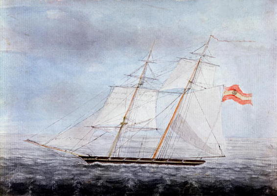 The Slaver 'Teresa', Taken by HMS 'Pelorus' on the Coast of Africa, 1832 (w/c on paper) à Ecole anglaise, (19ème siècle)