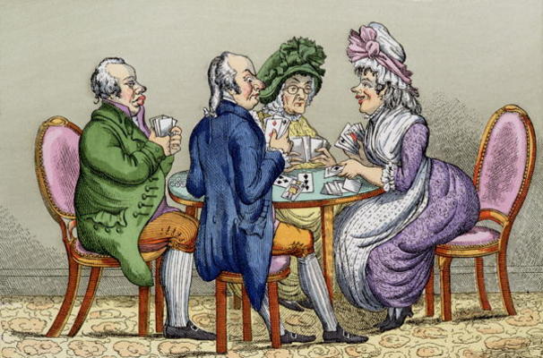 The Whist Party (colour litho) à Ecole anglaise, (19ème siècle)