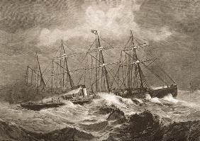 The 'Celtic' Crossing the Atlantic in Winter, c.1870, from 'American Pictures' published by the Reli