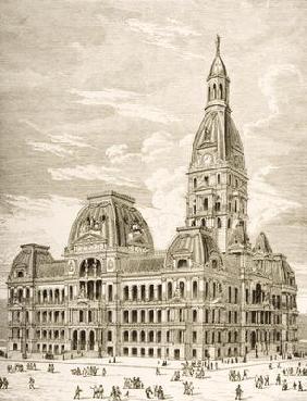 The City Hall, Chicago, c.1870, from 'American Pictures' published by the Religious Tract Society, 1