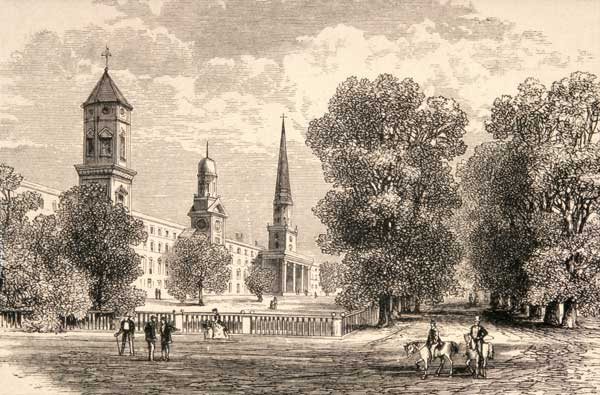 Yale College, New Haven, in c.1870, from 'American Pictures' published by the Religious Tract Societ à Ecole anglaise, (19ème siècle)
