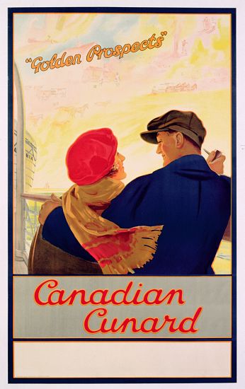 Poster advertising 'Cunard' routes to Canada à Ecole anglaise, (20ème siècle)