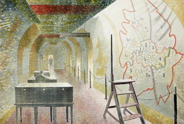 No 1 Map Corridor, 1940 (pencil and w/c on paper) à Eric Ravilious