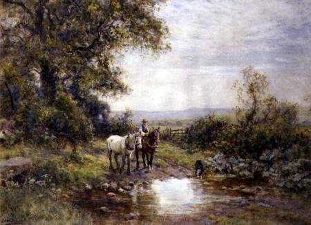 Horses by a Stream à Ernest Albert Waterlow