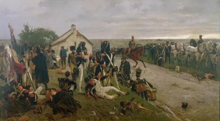 The Morning of The Battle of Waterloo: the French Await Napoleon's Orders, 1876 (oil on canvas) à Ernest Crofts