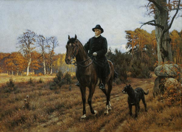 Bismarck on Horseback with Dog (oil print) à Ernest Henseler
