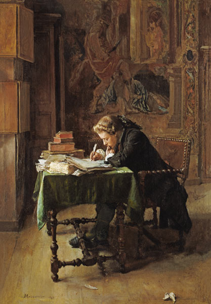 Young Man Writing à Ernest Meissonier