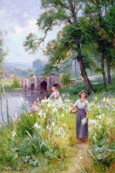 Picking Flowers by the River à Ernest Walbourn