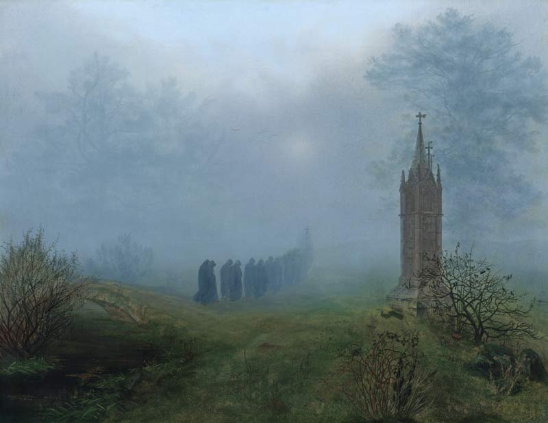 procession dans le brouillard à Ernst Ferdinand Oehme