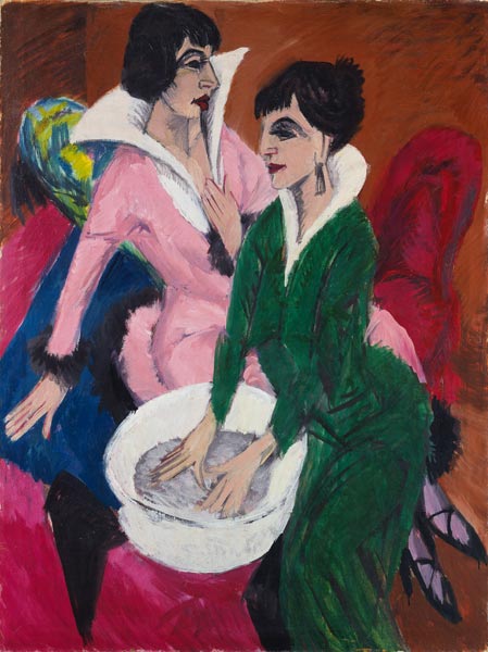 deux femmes avec des lavabos (les soeurs) à Ernst Ludwig Kirchner