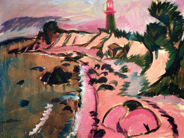 Côte de Fehmarn avec phare à Ernst Ludwig Kirchner