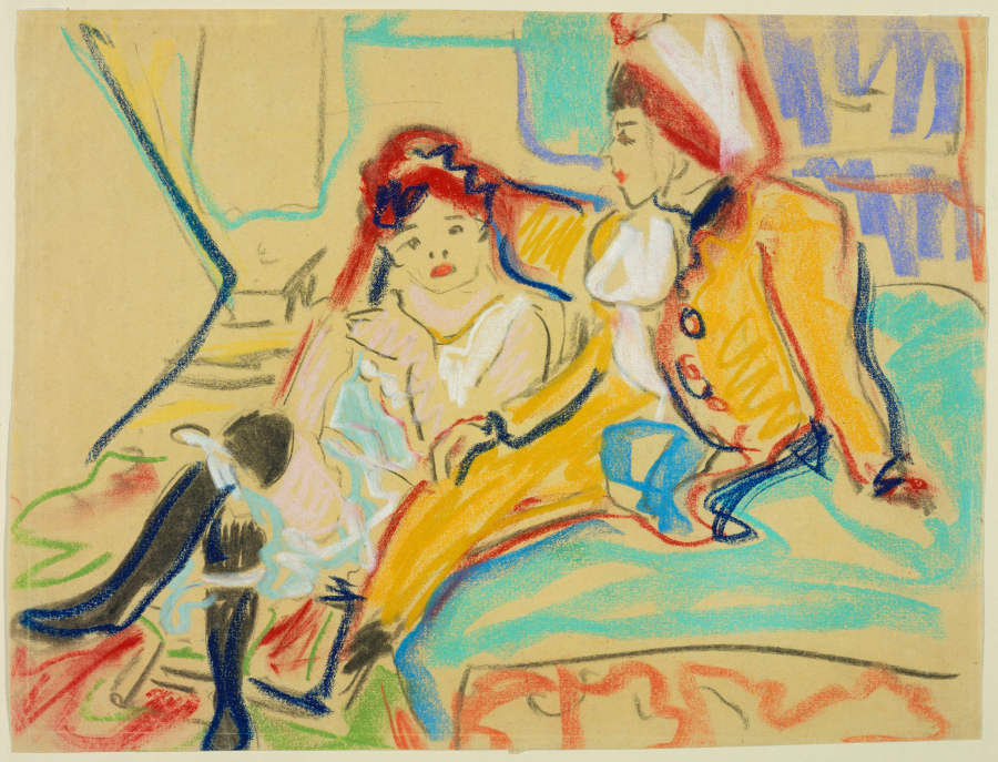 Zwei Mädchen auf einem Divan à Ernst Ludwig Kirchner