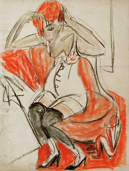 Fille sur la chaise pourpre à Ernst Ludwig Kirchner