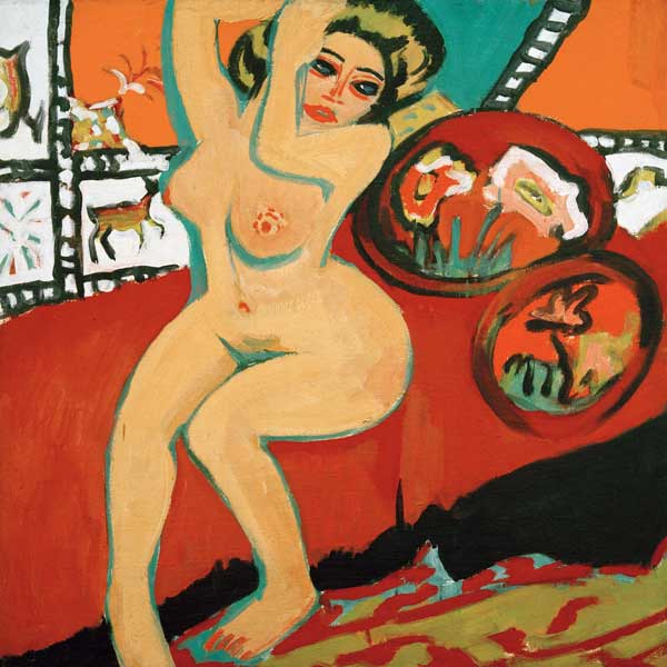 Nu assis avec les bras levés à Ernst Ludwig Kirchner