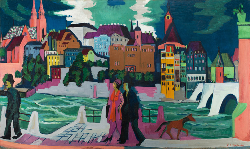 Ansicht von Basel und dem Rhein. 1927-28 à Ernst Ludwig Kirchner