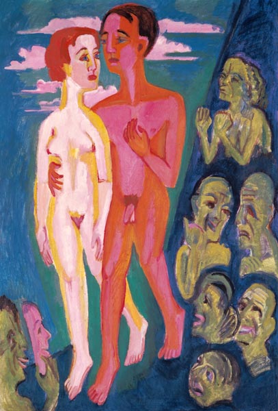 Le couple devant les hommes à Ernst Ludwig Kirchner