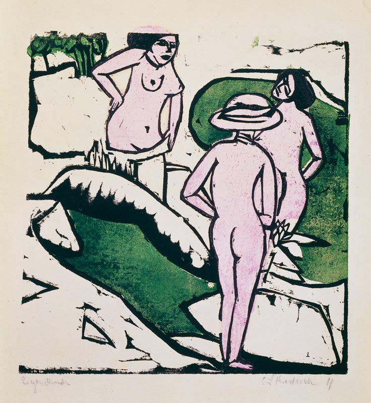 trois femmes se baignant à Ernst Ludwig Kirchner