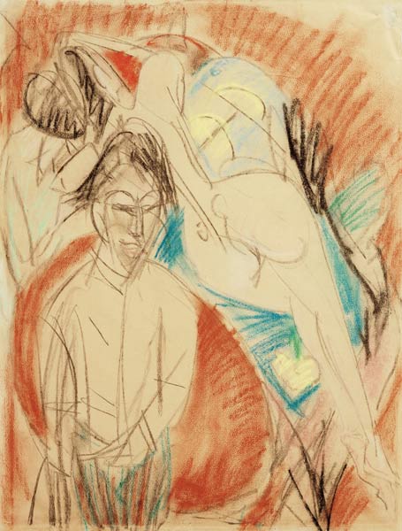 Peintre et femme nue (Autoportrait avec modèle) à Ernst Ludwig Kirchner
