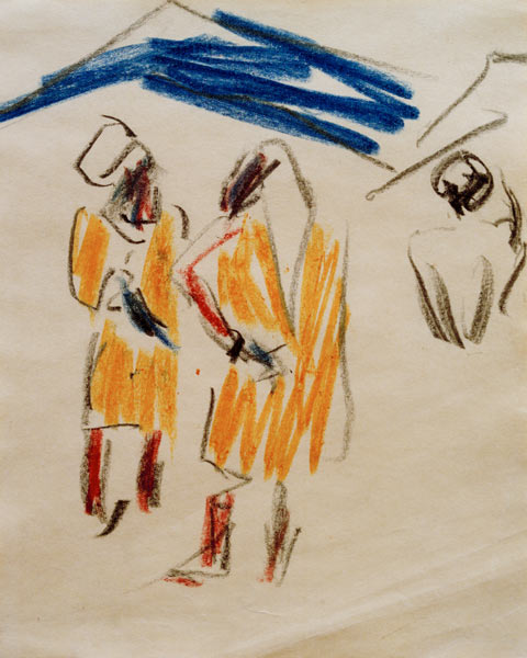 Esquisse de deux marocains à Ernst Ludwig Kirchner