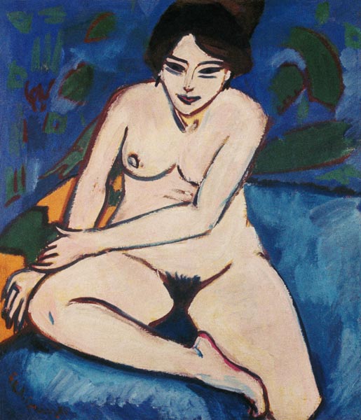 nu sur fond bleu à Ernst Ludwig Kirchner