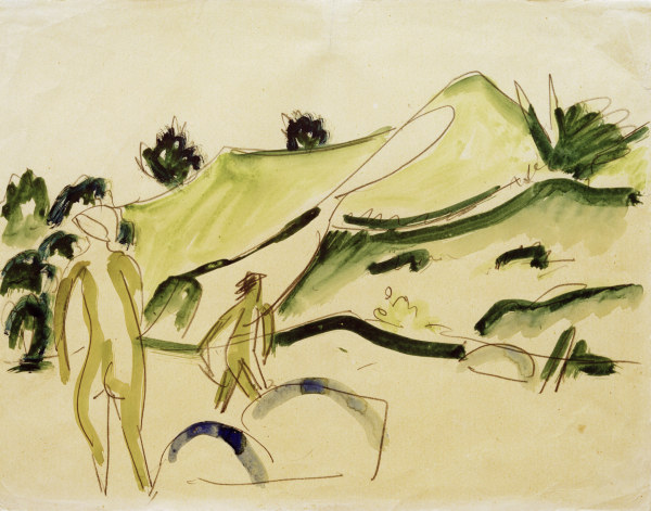 Baigneurs sur la plage à Ernst Ludwig Kirchner