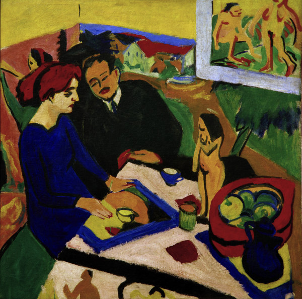 Doris et Heckel à table à Ernst Ludwig Kirchner